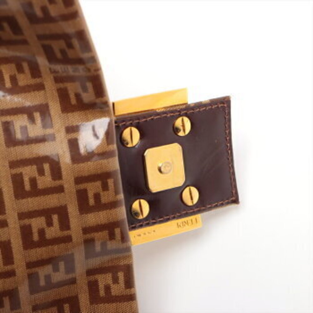 Fendi Zucchino Glitter Mamma Bucket FF hardware leather handbag tote brown - Picture 10 of 14